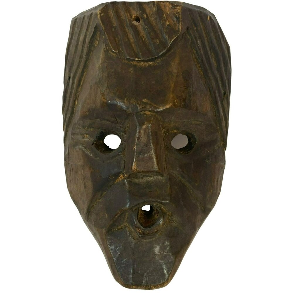 Vintage Hand Carved African Kumu Bakumu Komo Congo Wood Ceremonial Mask Africa